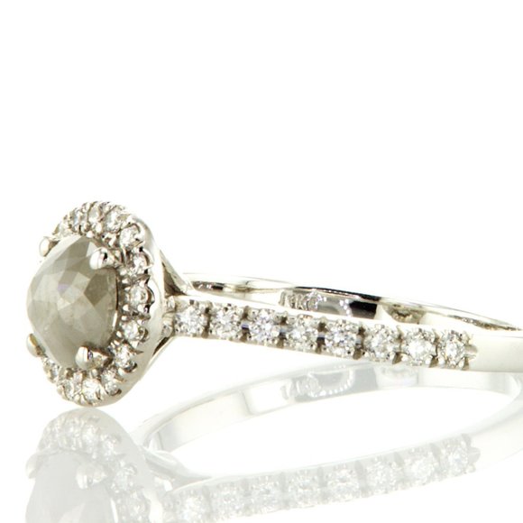 Gray Rose-Cut Diamond Halo Engagement Ring 1.08 TCW - Picture 3 of 8